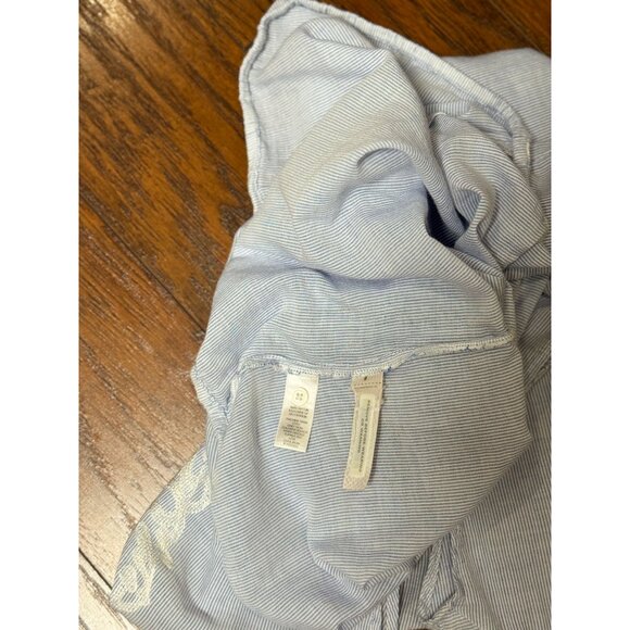 Loft Womens Cap Sleeve Blouse With Embroidered Front Button Placket Blue Size M - Picture 8 of 9